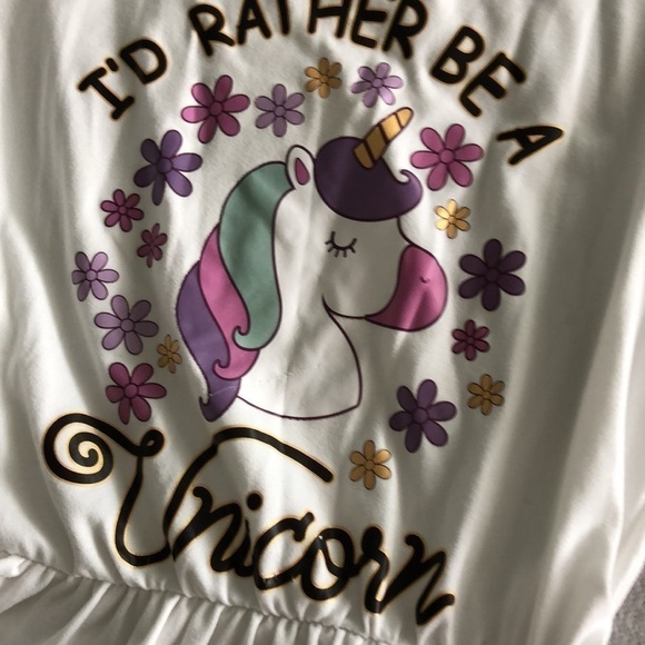 Dream Girl Long sleeve unicorn peplum top in size 4T - Picture 2 of 3
